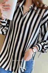 Langarm Schwarz Weiß Gestreifte Bluse Shirt